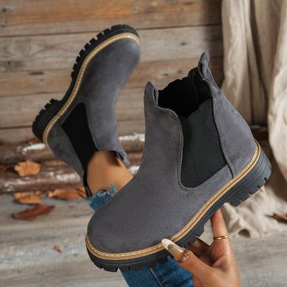 Suèdelook Chelsea Boots Dames – Enkellaarsjes Met Profielzool