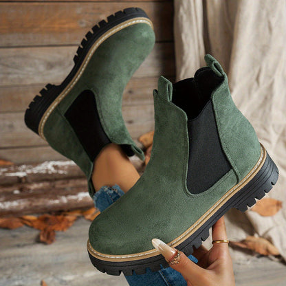 Suèdelook Chelsea Boots Dames – Enkellaarsjes Met Profielzool