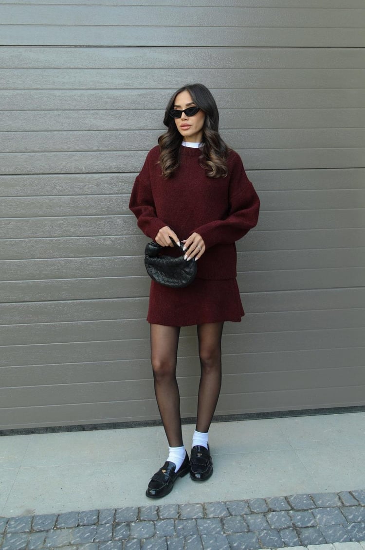 Cozy Oversized Gebreide Trui met Mini Rok Set Dames – Co-Ord Twinset