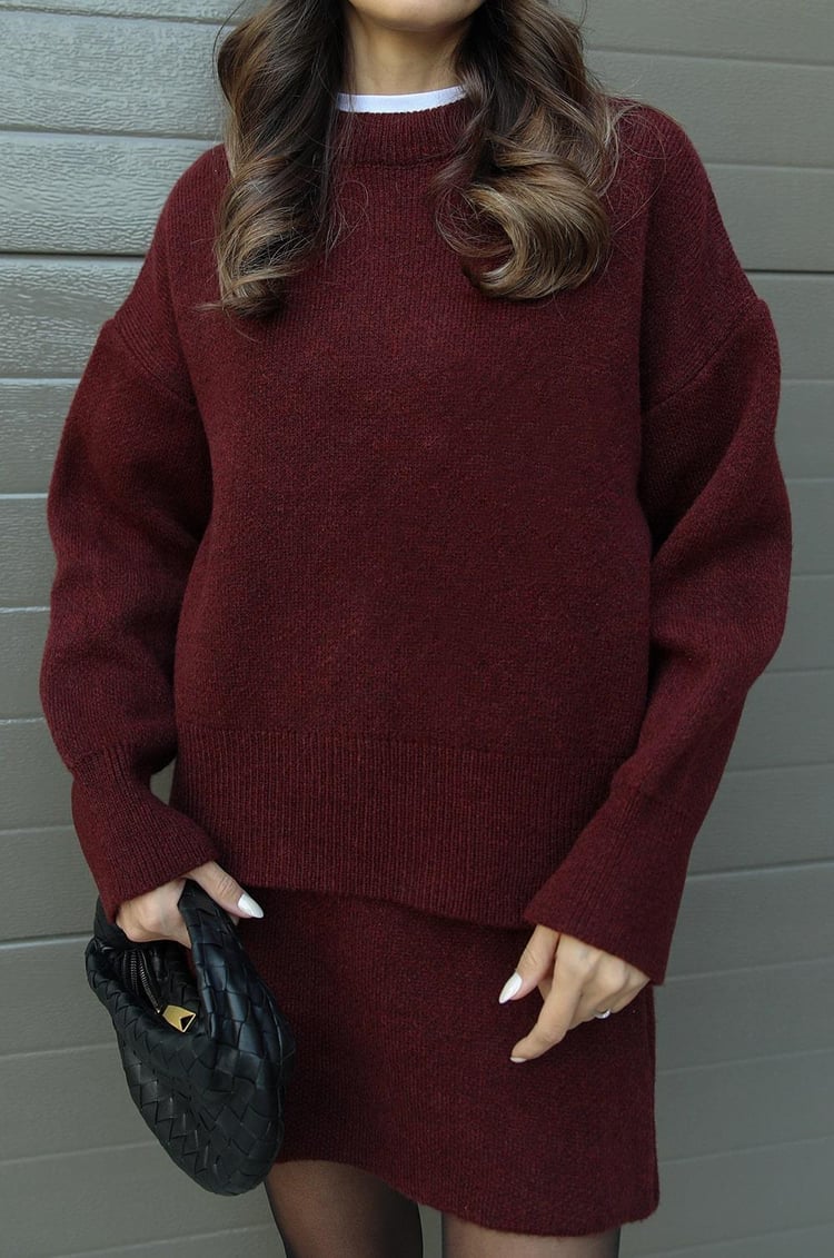 Cozy Oversized Gebreide Trui met Mini Rok Set Dames – Co-Ord Twinset