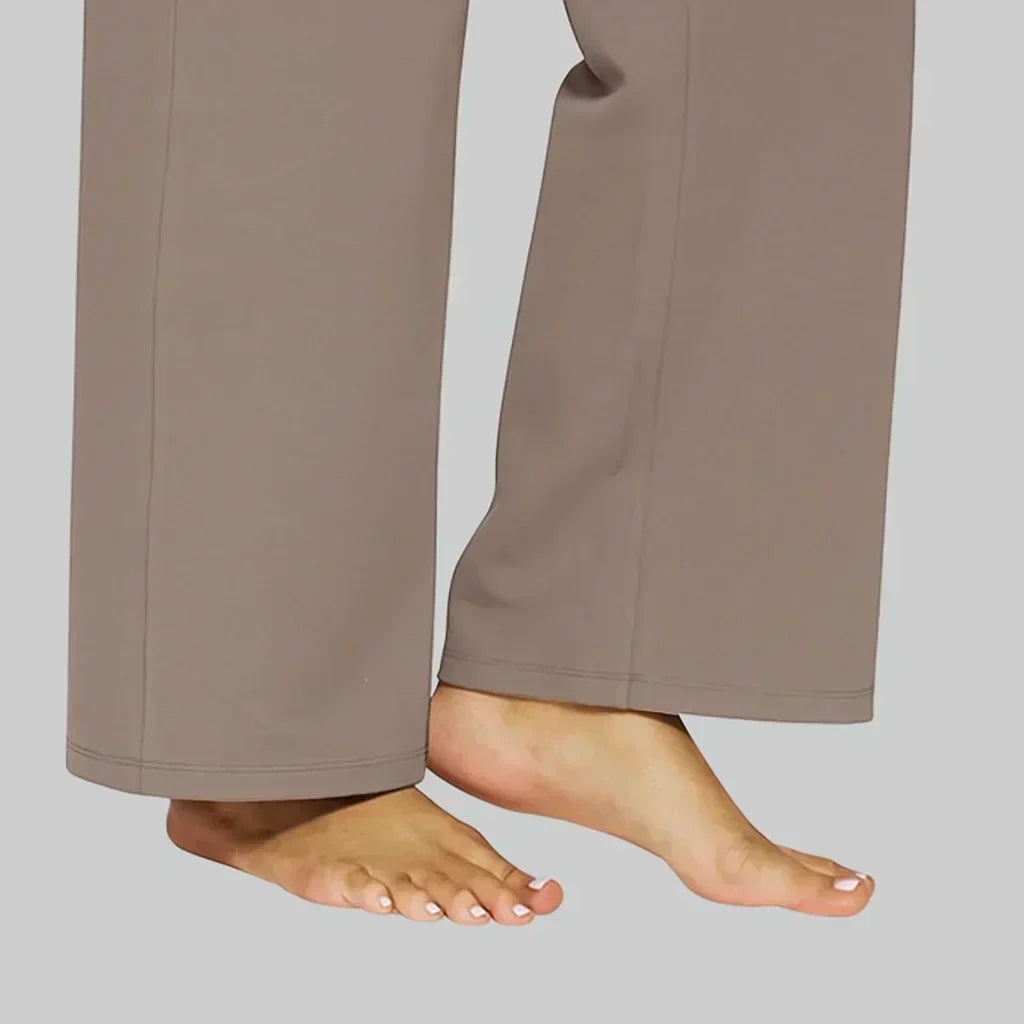 Casual Flared Broek Voor Dames Met Hoge Taille En Zakken