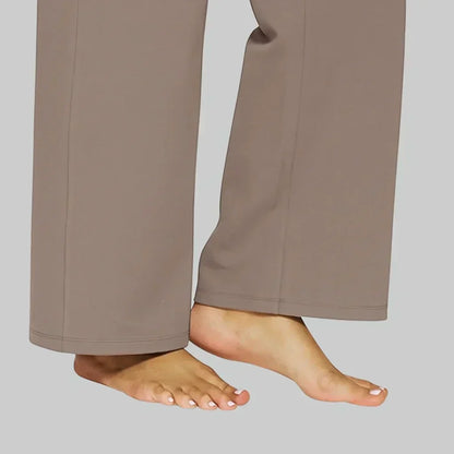Casual Flared Broek Voor Dames Met Hoge Taille En Zakken