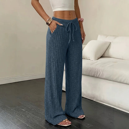 Ribgebreide Broek Dames – Pantalon Met Wijde Pijpen