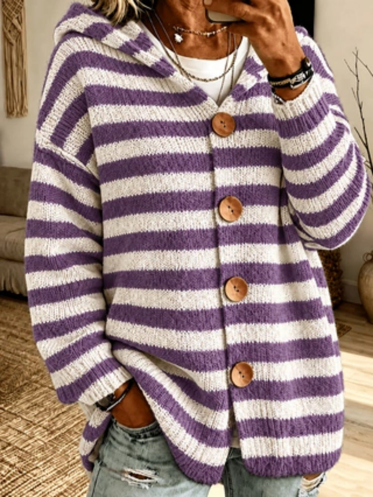 Gestreept Vest Dames – Cardigan Met Capuchon