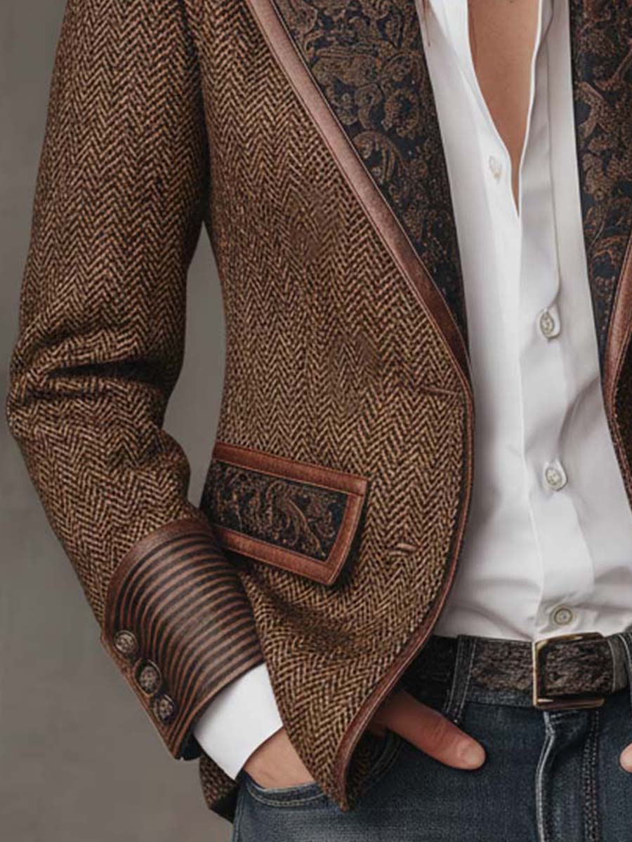 Vintage Blazer Dames – Visgraat Colbert Met Borduursel