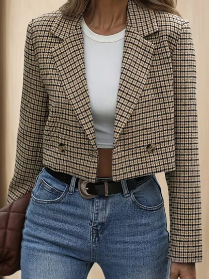Korte Geruite Blazer Dames – Cropped Jasje & Colbert