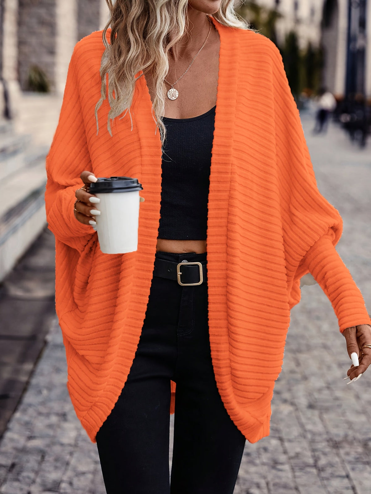Oversized Vest Dames – Open Cardigan Met Lange Mouwen