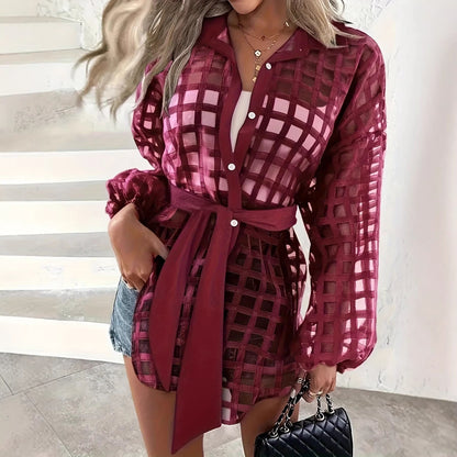 Chique Blouse Dames – Doorschijnende Blouse Met Strik