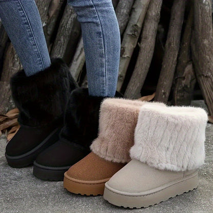 Gevoerde Enkellaarsjes Dames – Suède Look Winterboots