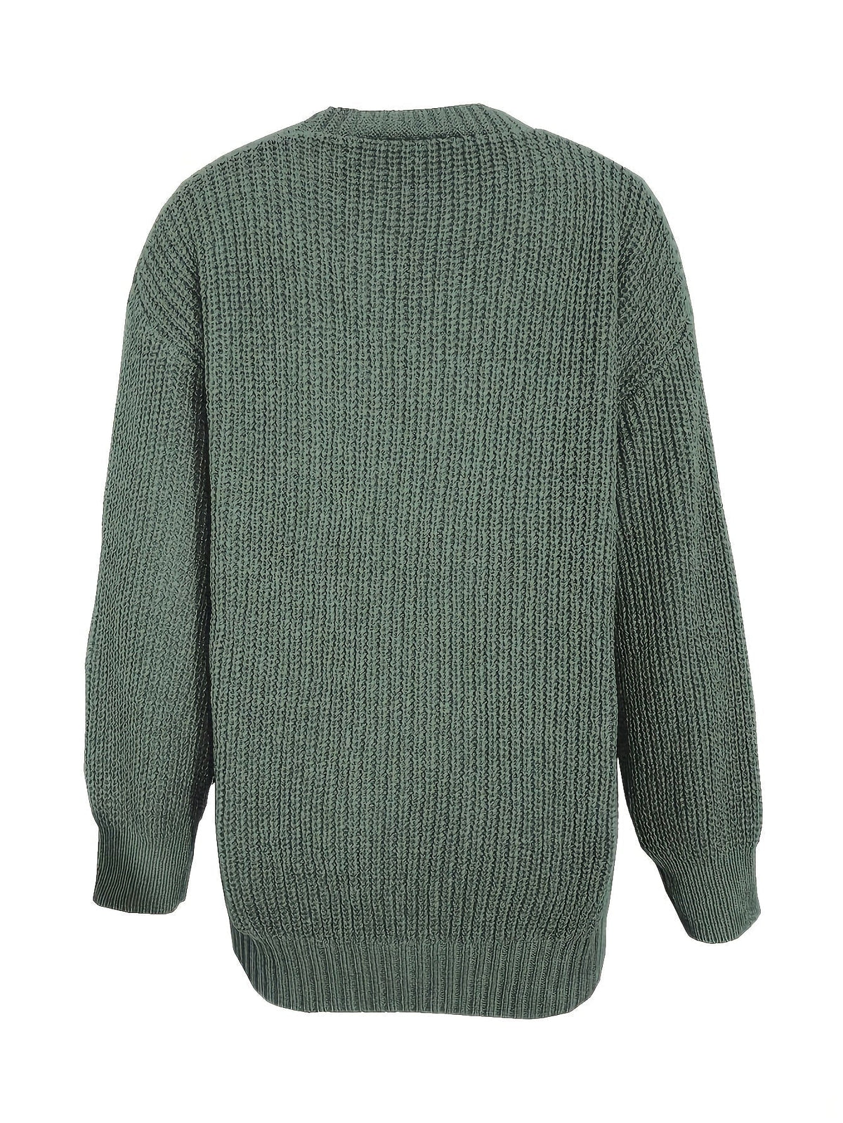 Lange Oversized Dames Cardigan Met V-Hals En Opgestikte Zakken