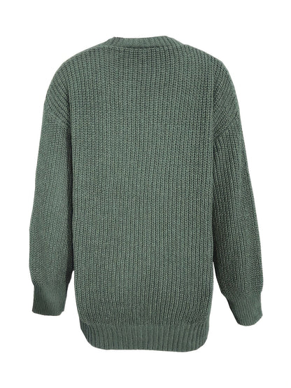 Lange Oversized Dames Cardigan Met V-Hals En Opgestikte Zakken