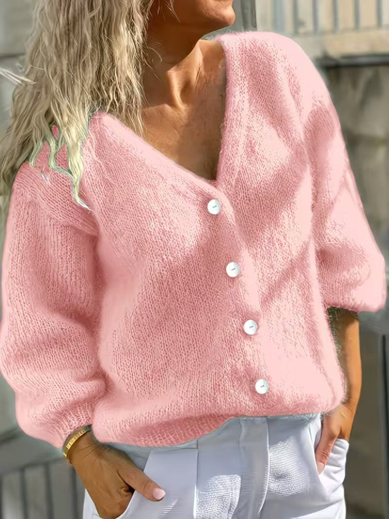 Zacht Gebreid Vest Dames – Mohair Look Cardigan
