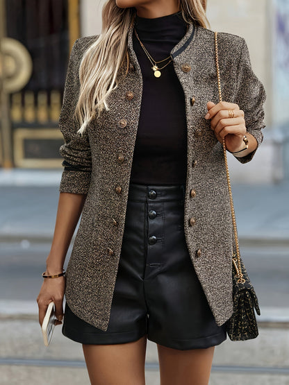 Chique Mantel Dames – Wollen Look Jas Met Dubbele Knopen