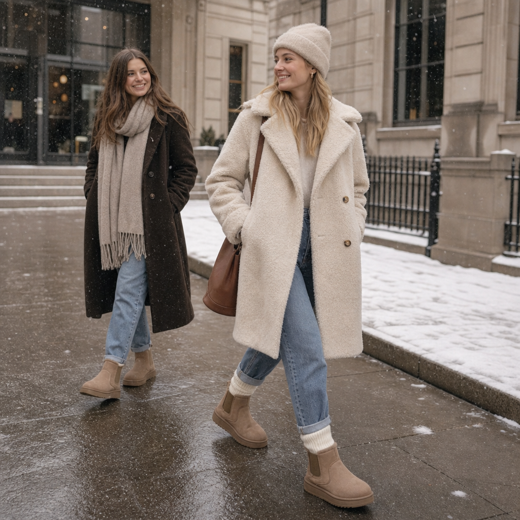 Zachte Snowboots Dames – Enkellaarsjes Met Elastische Inzet