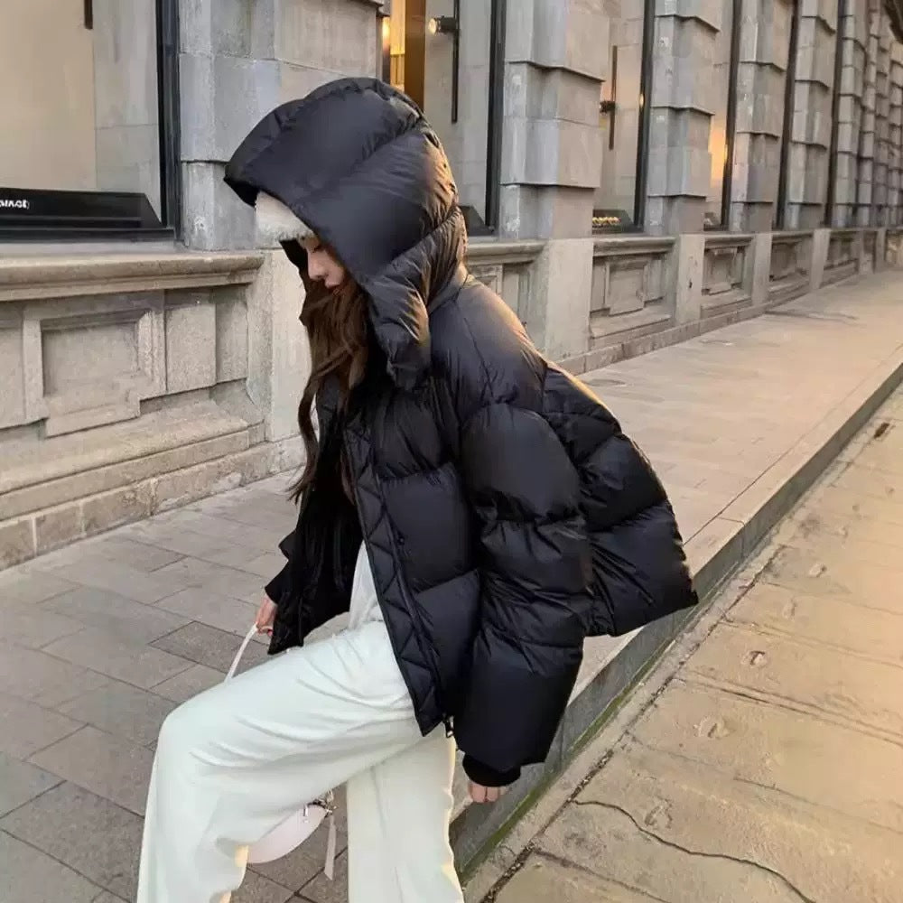 Korte Puffer Jas Dames – Gewatteerde Winterjas Met Capuchon
