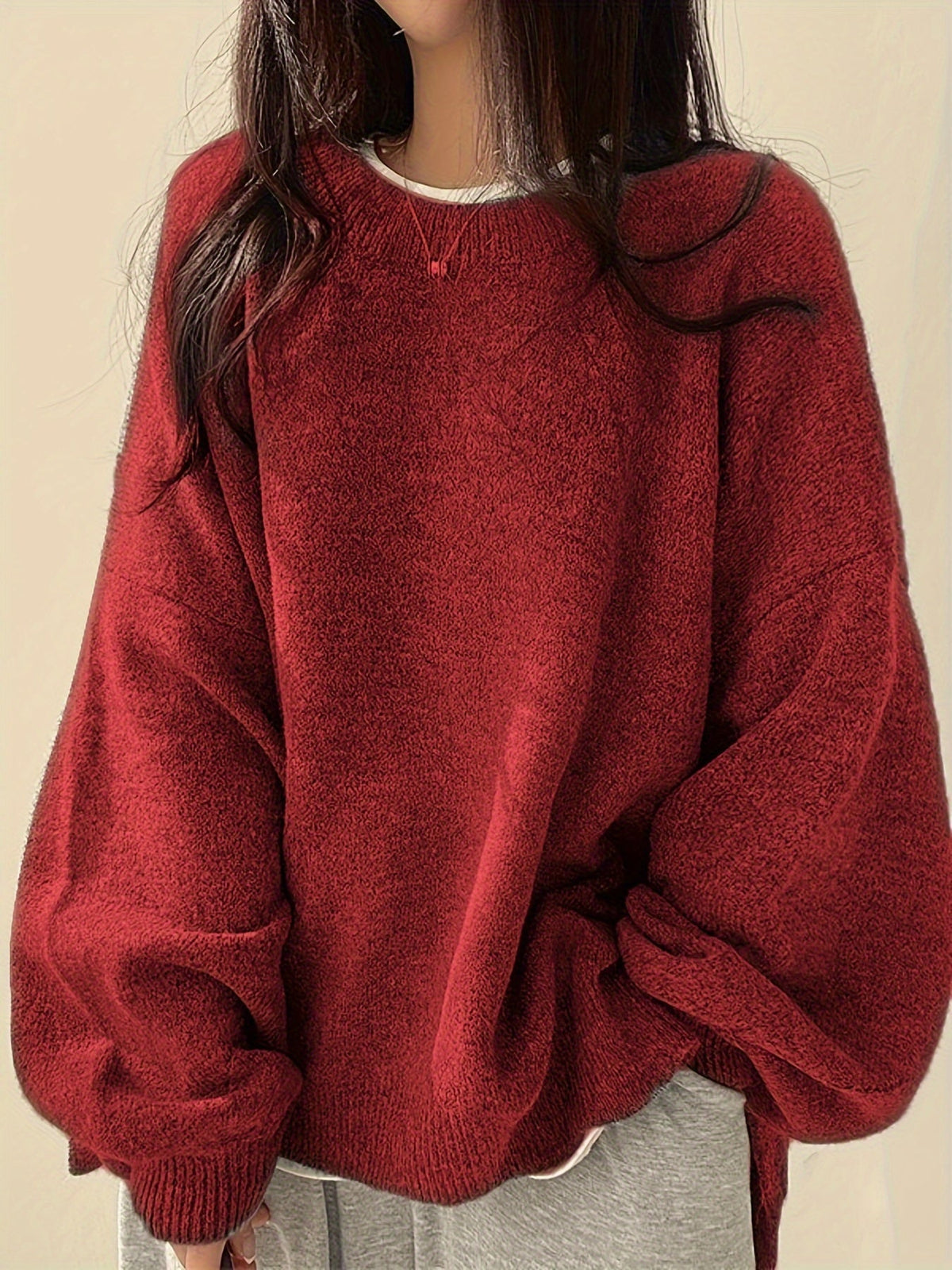 Oversized Gebreide Trui Dames – Trui Met Ballonmouwen