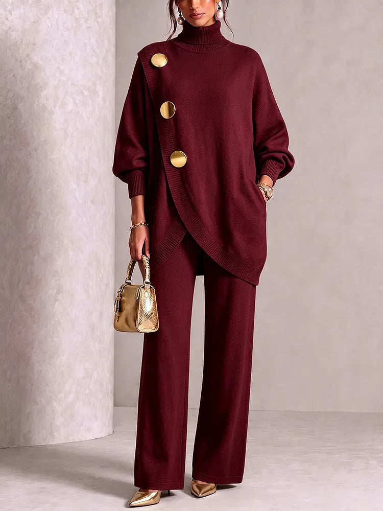 Chique Tweedelige Set Dames – Coltrui & Wijde Broek