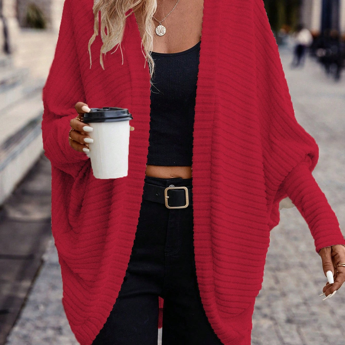 Oversized Vest Dames – Open Cardigan Met Lange Mouwen
