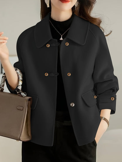 Tweedlook Jasje Dames – Oversized Jas Met Parelknopen