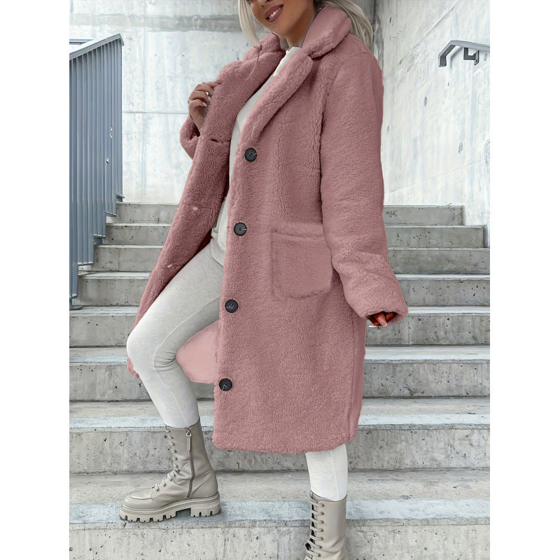 Lange Teddy Jas Dames – Zachte Mantel Met Kraag