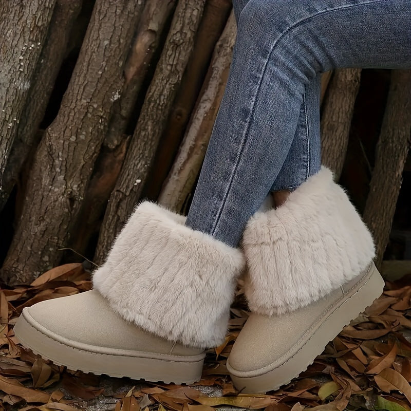 Gevoerde Enkellaarsjes Dames – Suède Look Winterboots