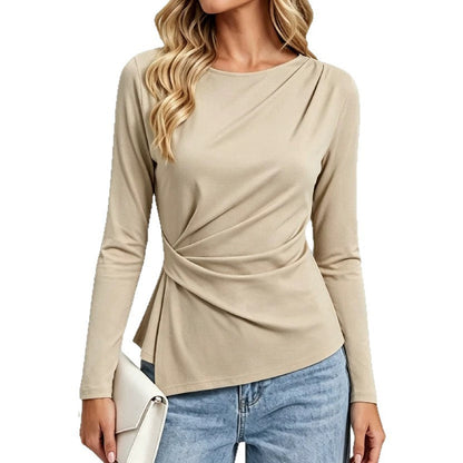 Gedrapeerde Top Dames – Elegante Longsleeve Met Plooien