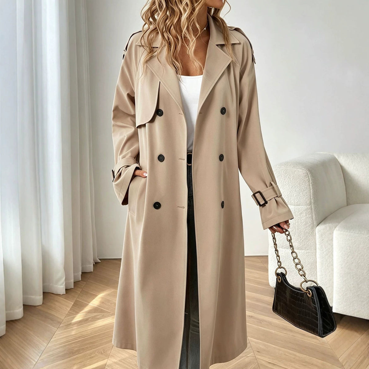 Lange Trenchcoat Dames – Oversized Tussenjas