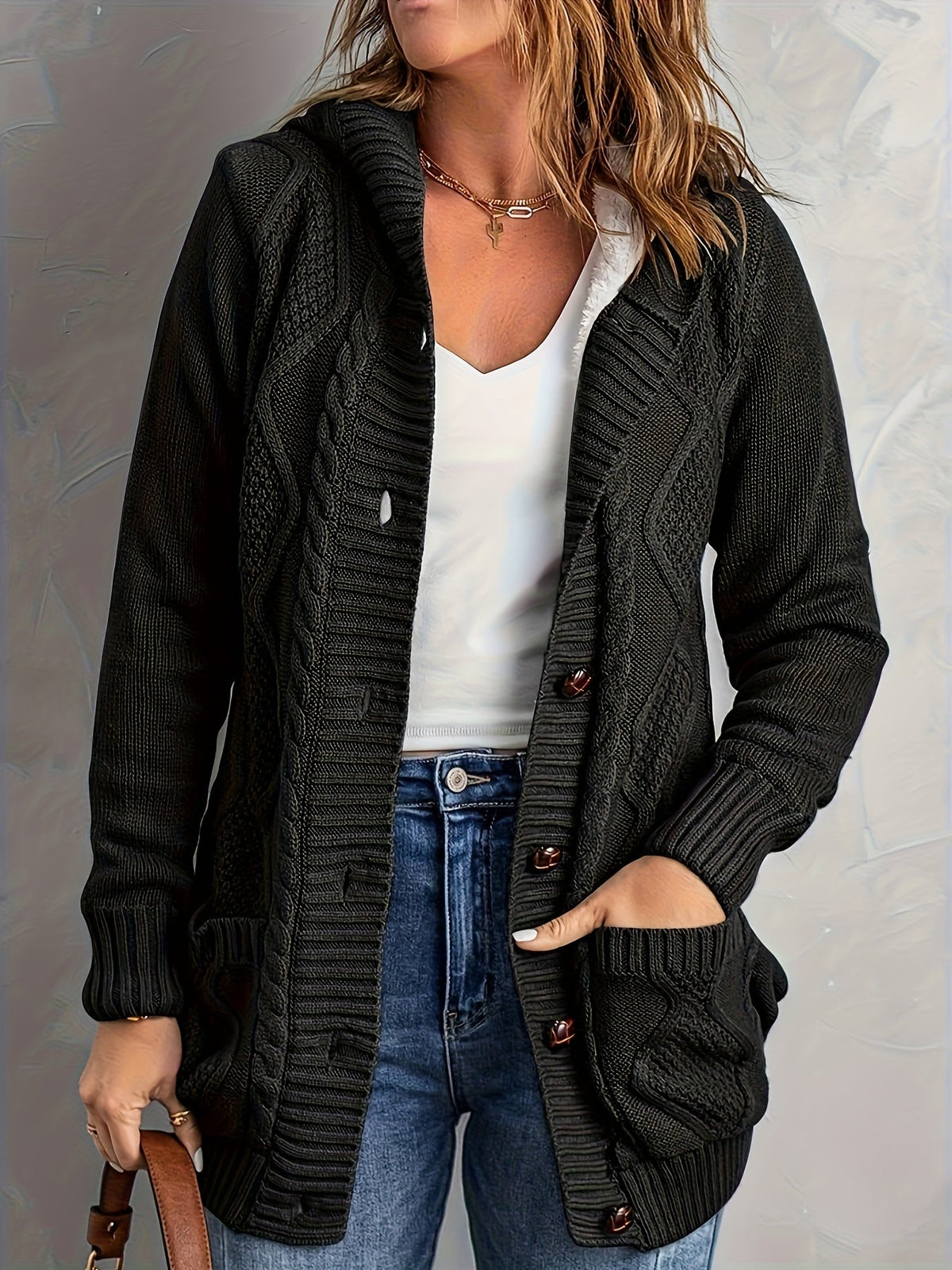 Vest Met Capuchon Dames – Cardigan Met Knopen