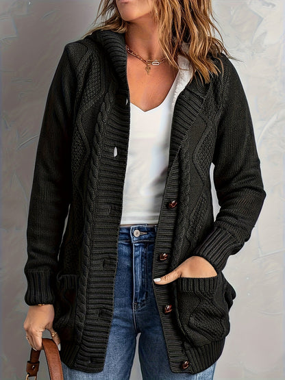 Vest Met Capuchon Dames – Cardigan Met Knopen