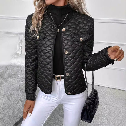 Korte Gewatteerde Jas Dames – Quilted Tussenjas Met Knopen