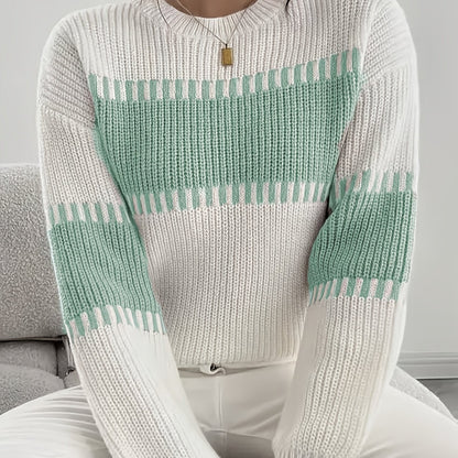 Gestreepte Trui Dames – Sweater Met Colorblock Patroon