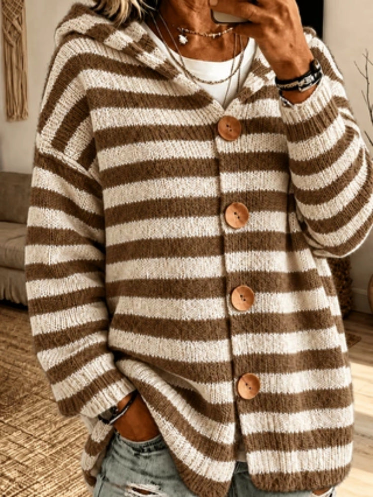 Gestreept Vest Dames – Cardigan Met Capuchon