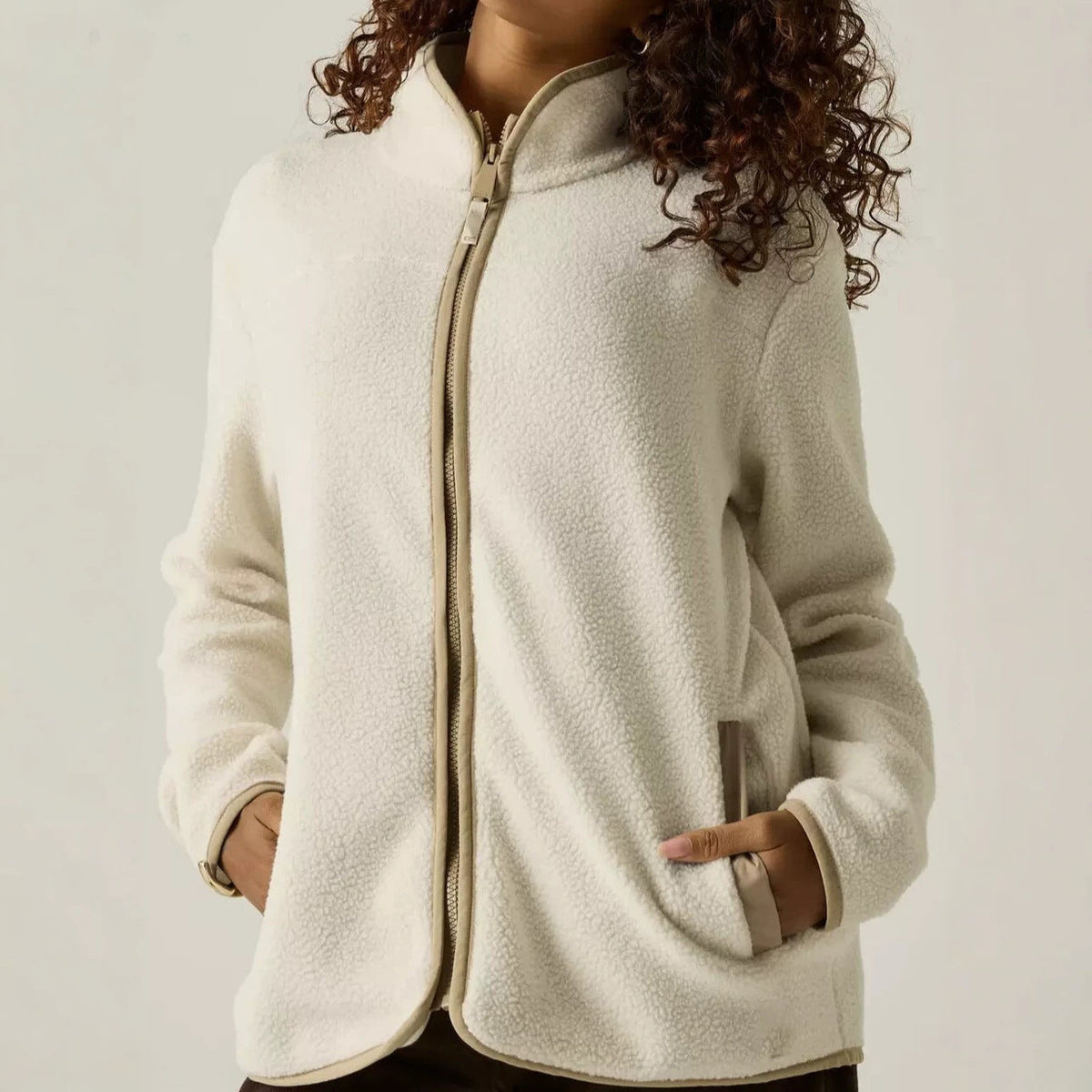 Teddy Vest Dames – Cardigan Met Opstaande Kraag