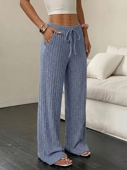Ribgebreide Broek Dames – Pantalon Met Wijde Pijpen