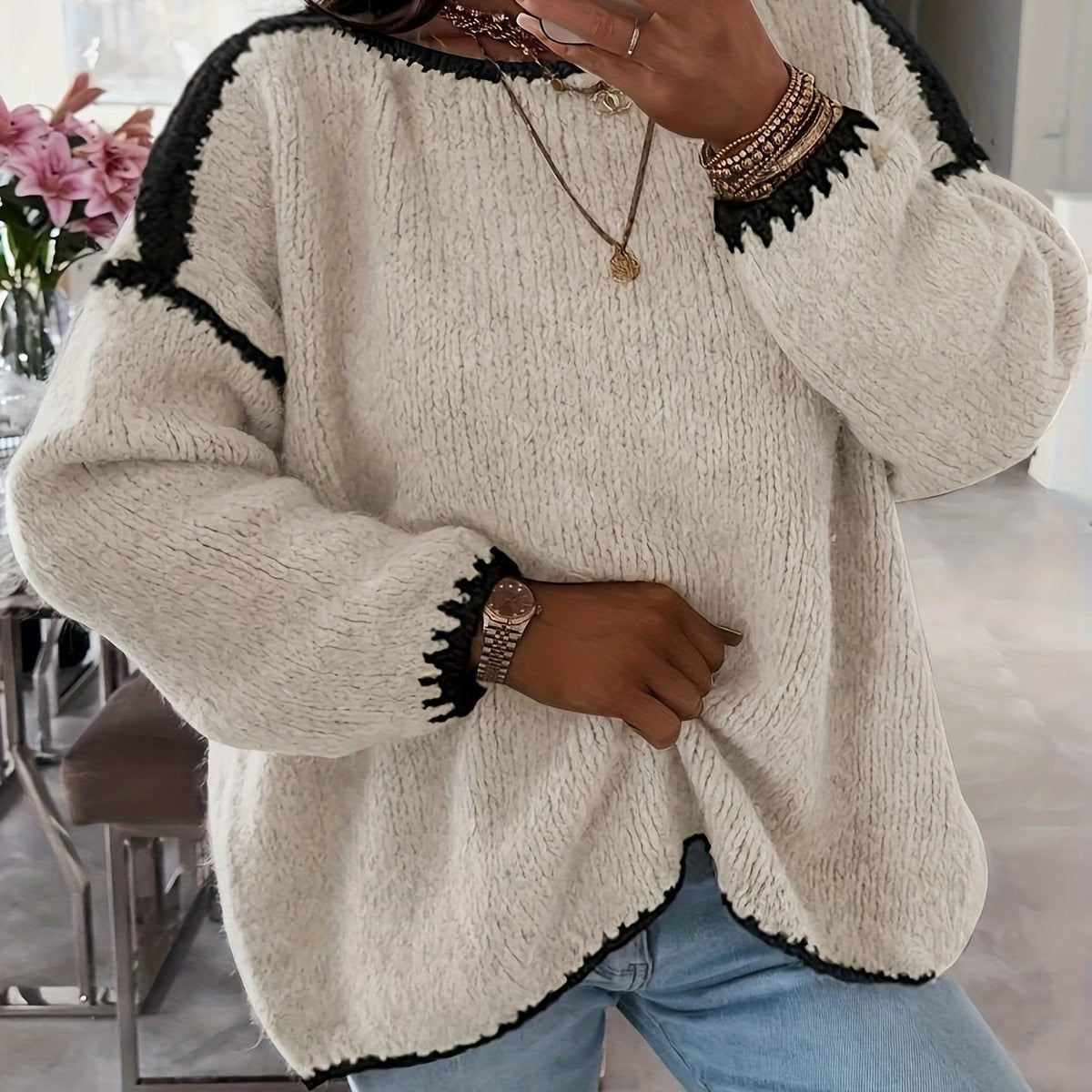 Oversized Trui Dames – Gebreide Sweater Met Split