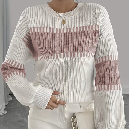 Gestreepte Trui Dames – Sweater Met Colorblock Patroon