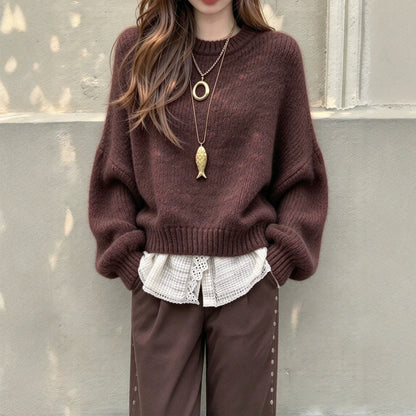 Oversized Trui Dames – Retro Sweater Met Ballonmouwen