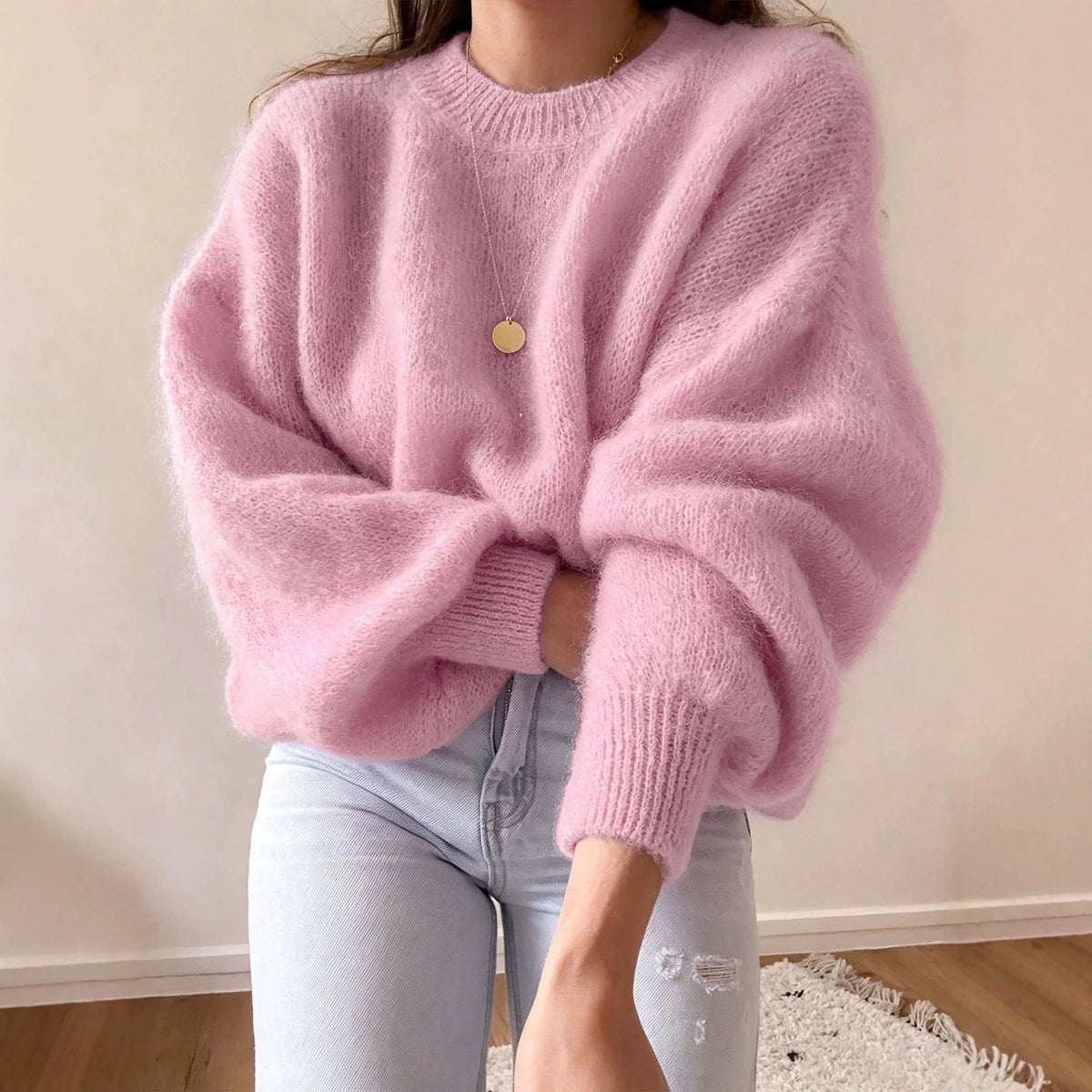 Zachte Gebreide Trui Dames – Oversized Trui Met Ballonmouwen