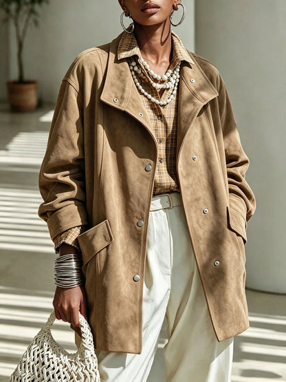 Chique Oversized Suède Look Jas Dames – Tussenjas & Herfstjas