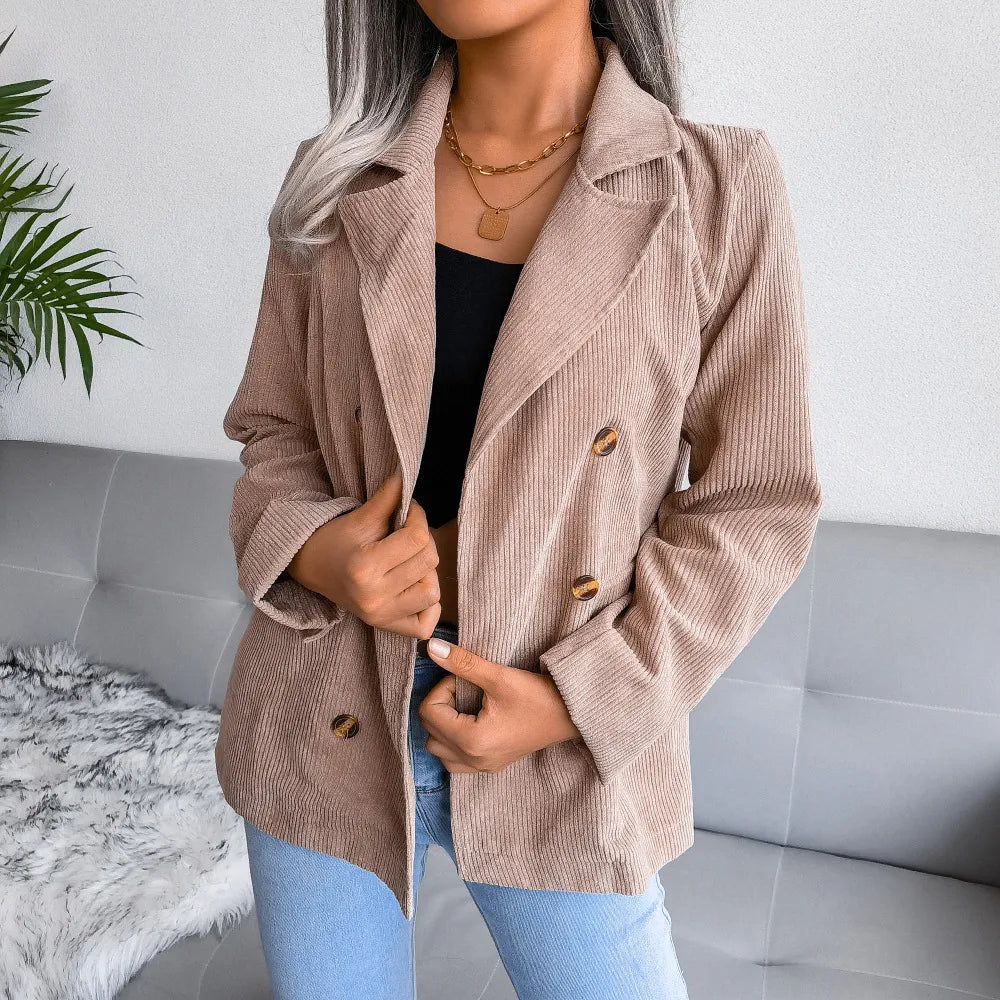 Oversized Corduroy Blazer Dames – Colbert Met Ribstructuur