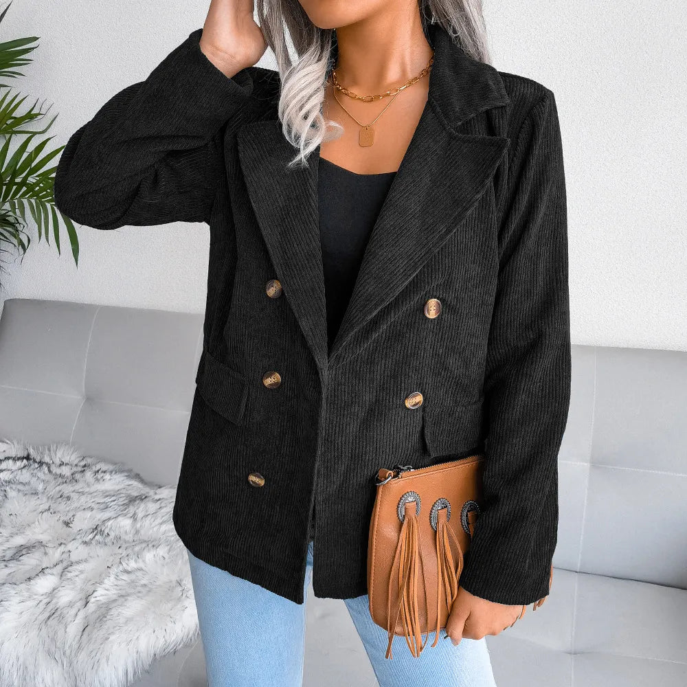 Oversized Corduroy Blazer Dames – Colbert Met Ribstructuur
