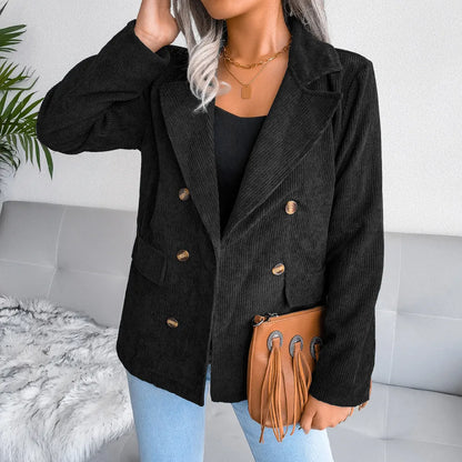 Oversized Corduroy Blazer Dames – Colbert Met Ribstructuur