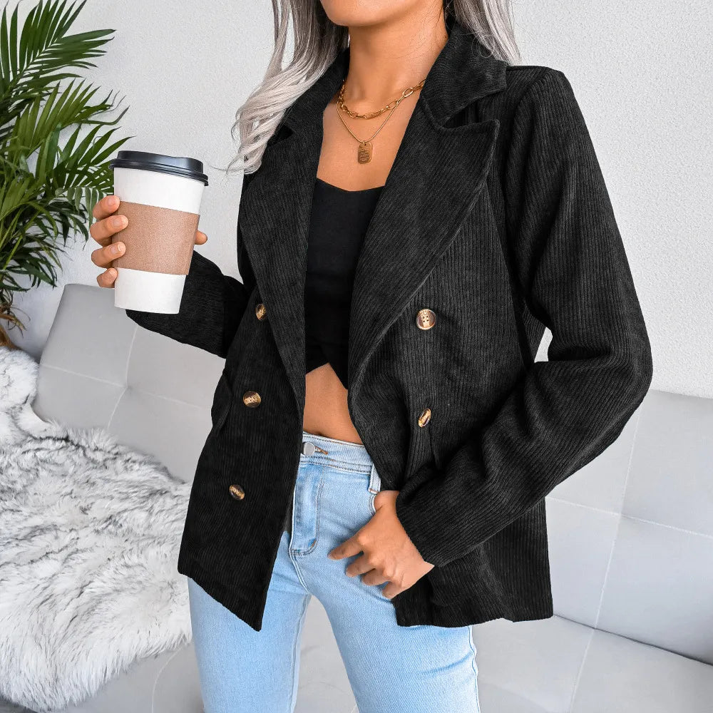 Oversized Corduroy Blazer Dames – Colbert Met Ribstructuur