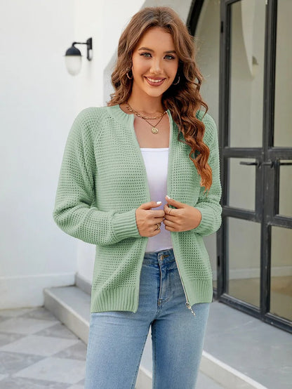 Kort Vest Dames Met Rits – Cardigan Met Lange Mouwen