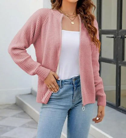 Kort Vest Dames Met Rits – Cardigan Met Lange Mouwen