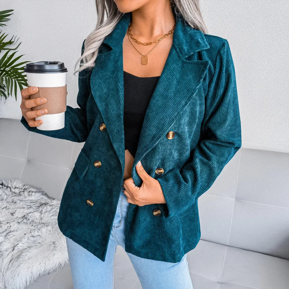 Oversized Corduroy Blazer Dames – Colbert Met Ribstructuur