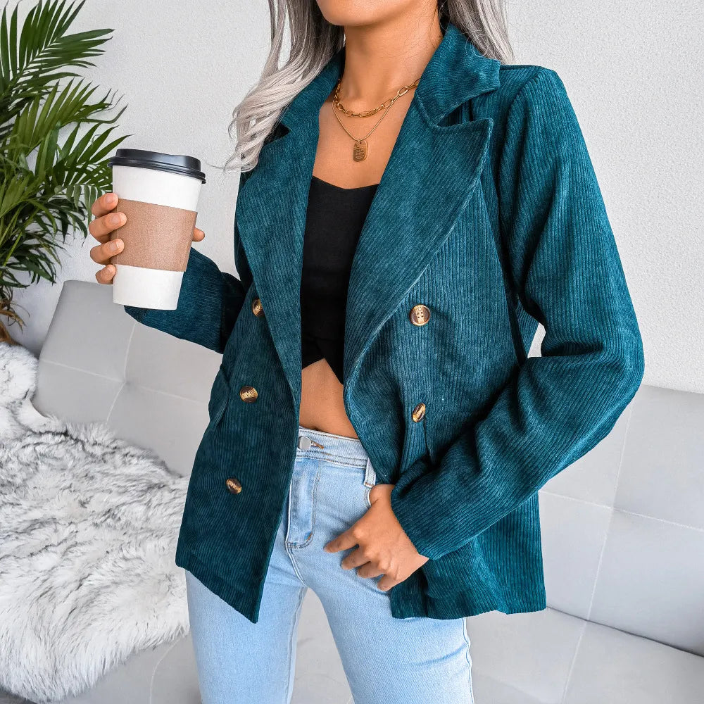 Oversized Corduroy Blazer Dames – Colbert Met Ribstructuur