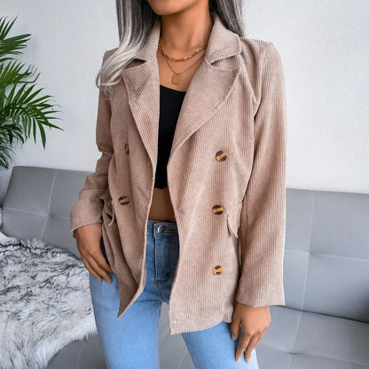 Oversized Corduroy Blazer Dames – Colbert Met Ribstructuur