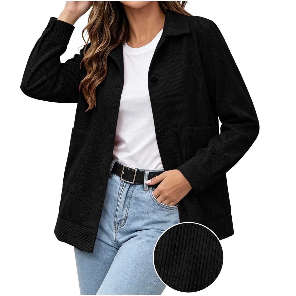 Casual Corduroy Jas Dames – Jasje Met Ribstructuur