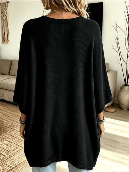 Oversized Trui Dames – Fijngebreide Trui Met Vleermuismouwen